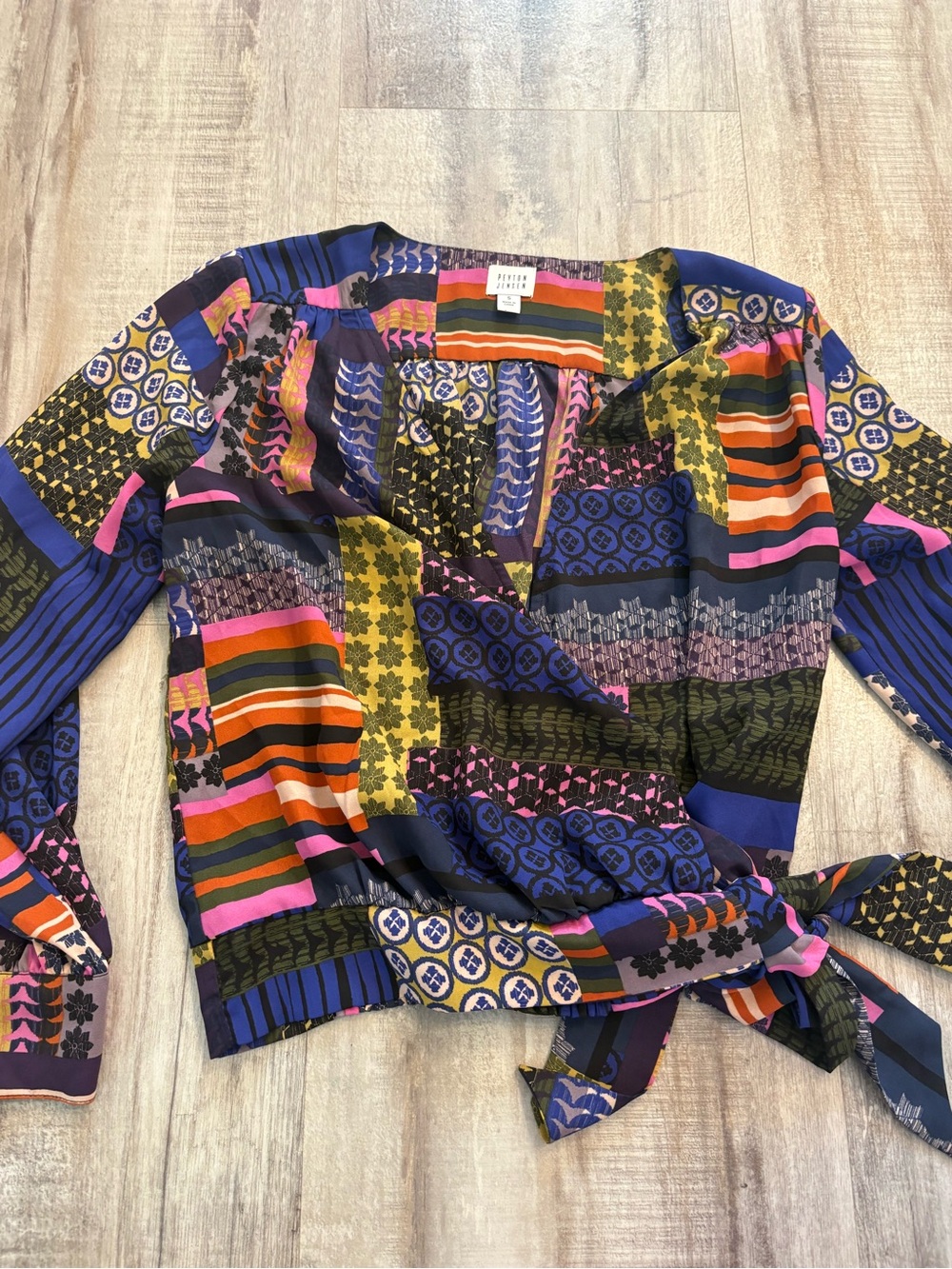 Peyton Jensen Cora Patchwork Wrap Top Multi Small